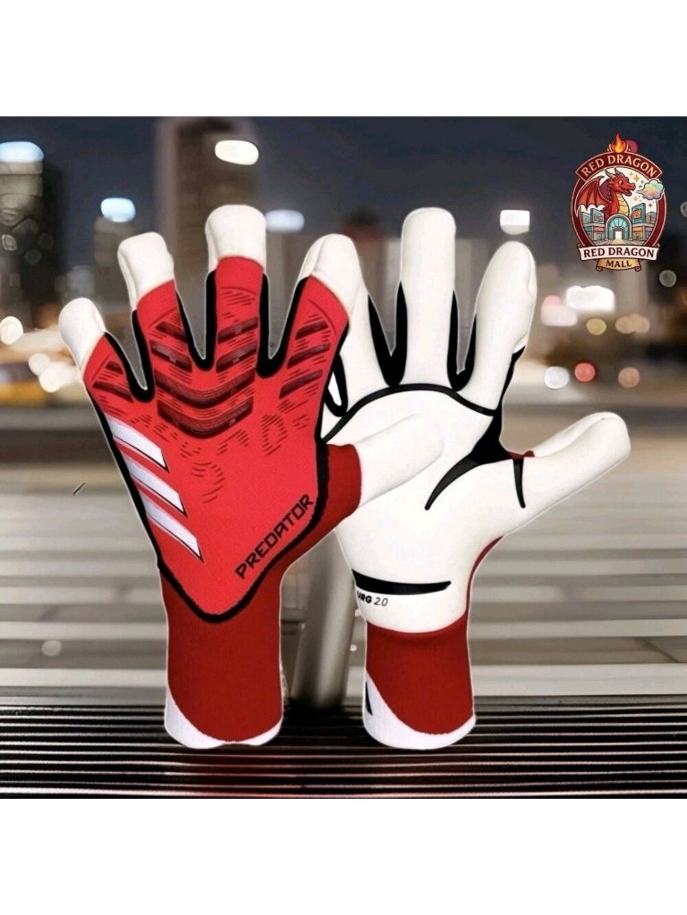 Adidas Predator Goalkeeper Gloves Pro Hybrid Lucid Red Black JH3814 - Size 11.5